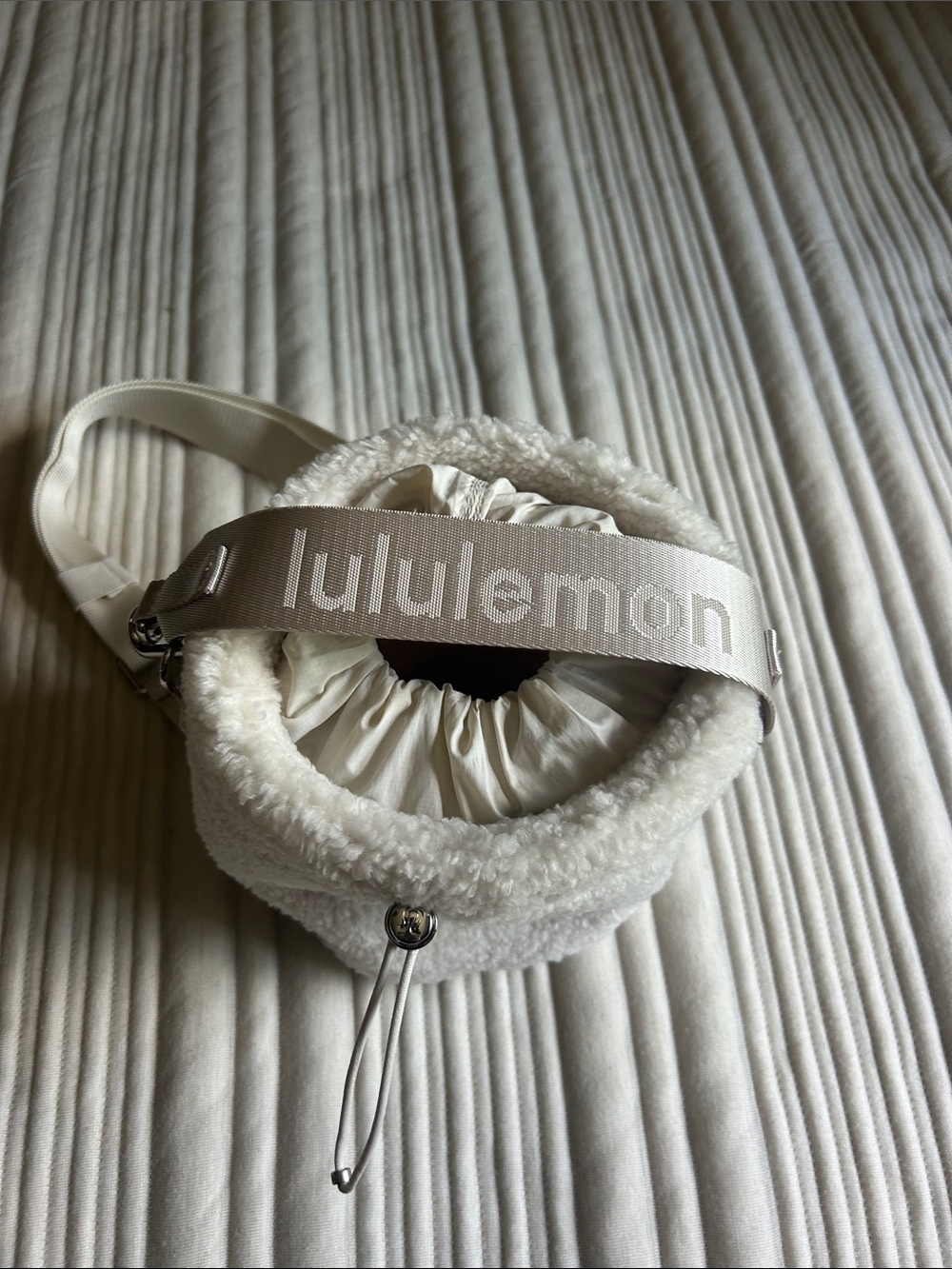 lululemon Cream Sherpa Bucket Crossbody with Logo Strap